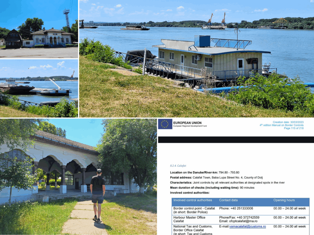 Calafat Romania water police customs immigration Danube River address kayak travel Bulgaria border crossing