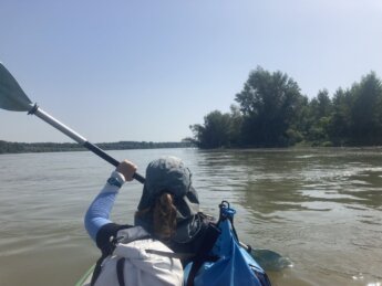 Iris Veldwijk kayaking Danube River Belene Island Persin lowlands Bulgaria to Svishtov Golyama Burzina