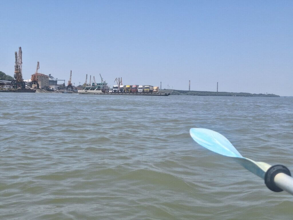 ferry Svishtov Bulgaria to Zimnicea Romania trucks Danube river crossing kayak trip departure June 2024