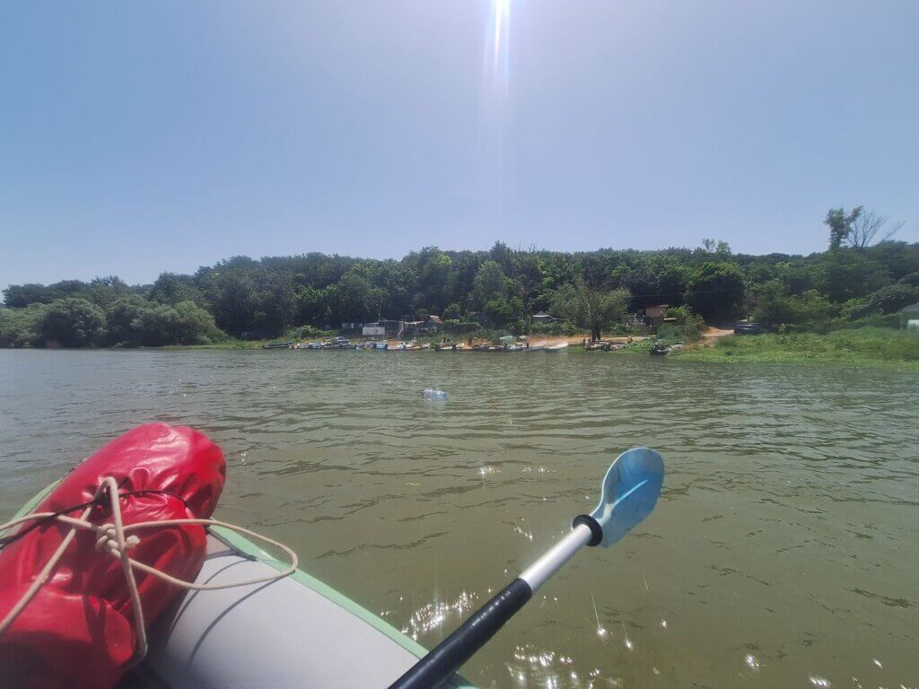 arrival spot fisherman port Svishtov fishing boats Danube River Bulgaria kayaking day trip from Nikopol day 73