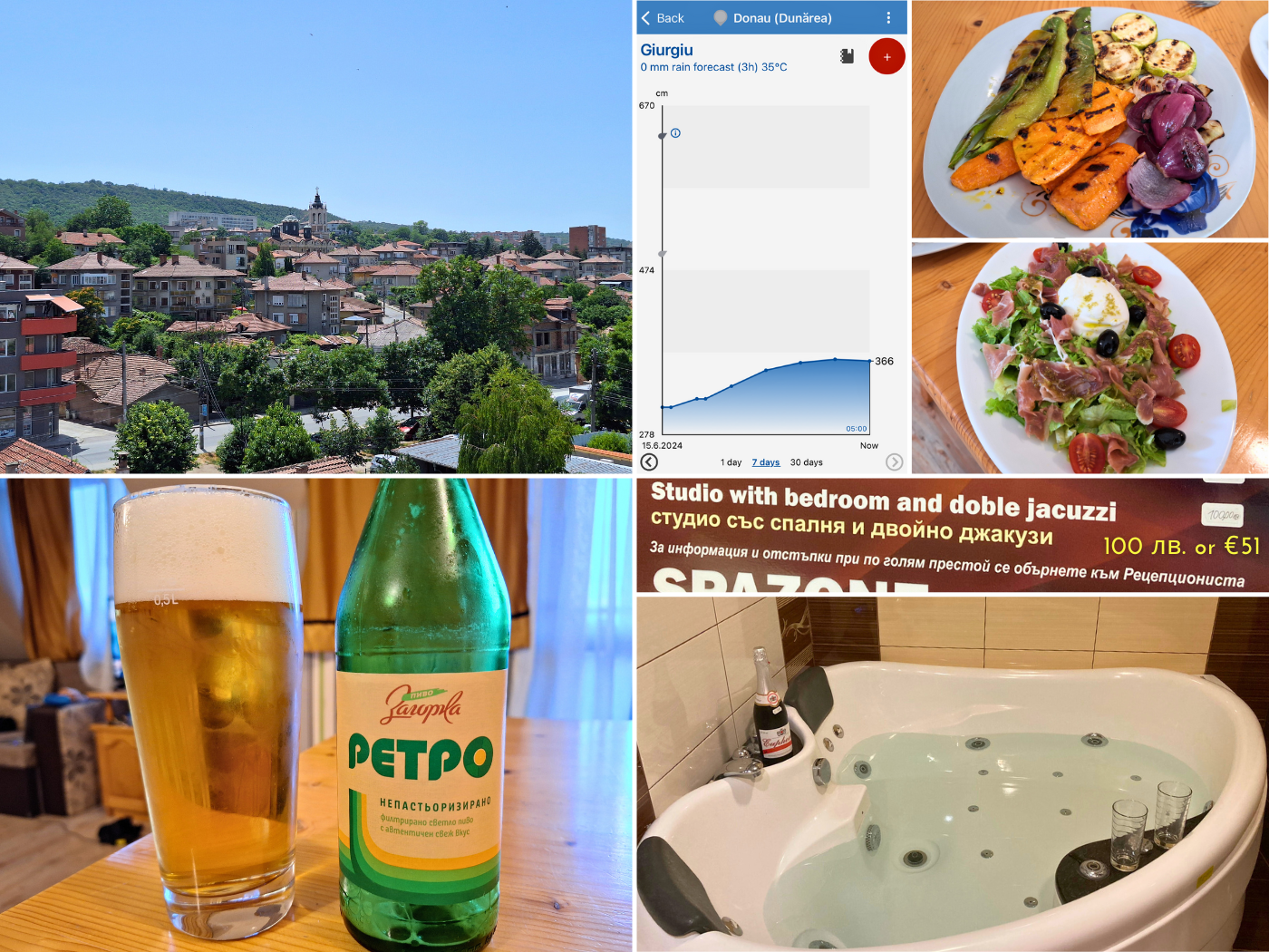 family hotel Svishtov Bulgaria vista from balcony rising Danube water levels food beer jacuzzi hot tub