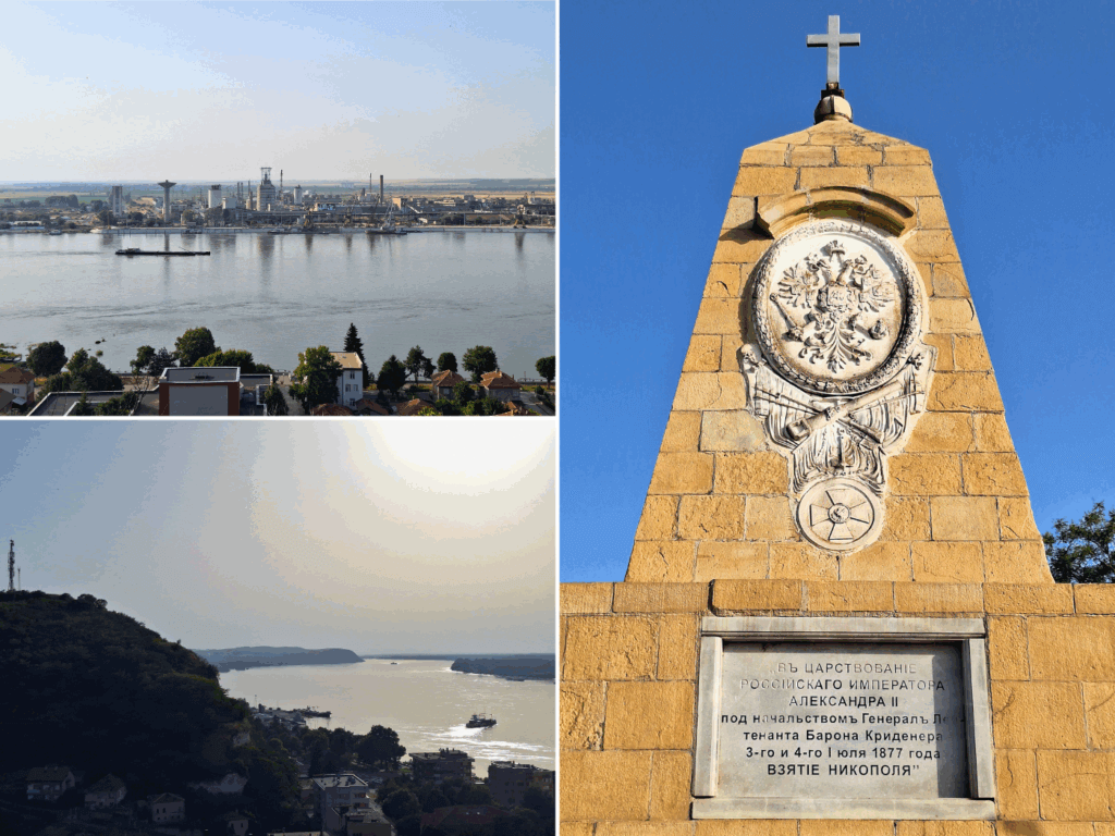 viewpoint Nikopol Bulgaria Danube River ferry crossing monument to russian tsar Alexander II the capture of Nikopol battle 1877 Ottoman empire russo turkish war