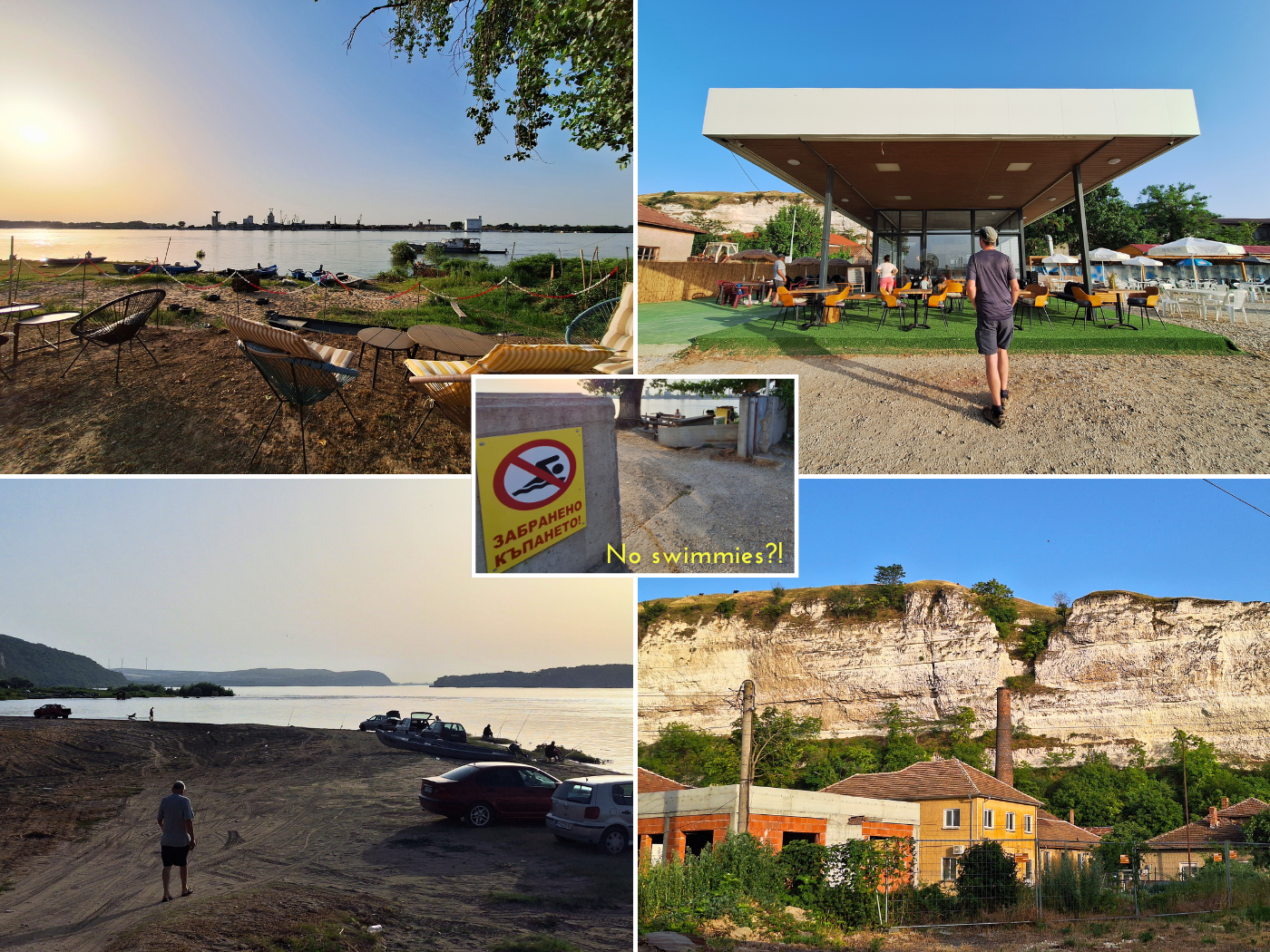 Nikopol Buglaria beach café beer coffee no vegetarian food Danube beach pickup trucks car brain
