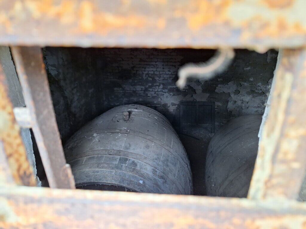 wine barrel in abandoned building Slavonija Croatia