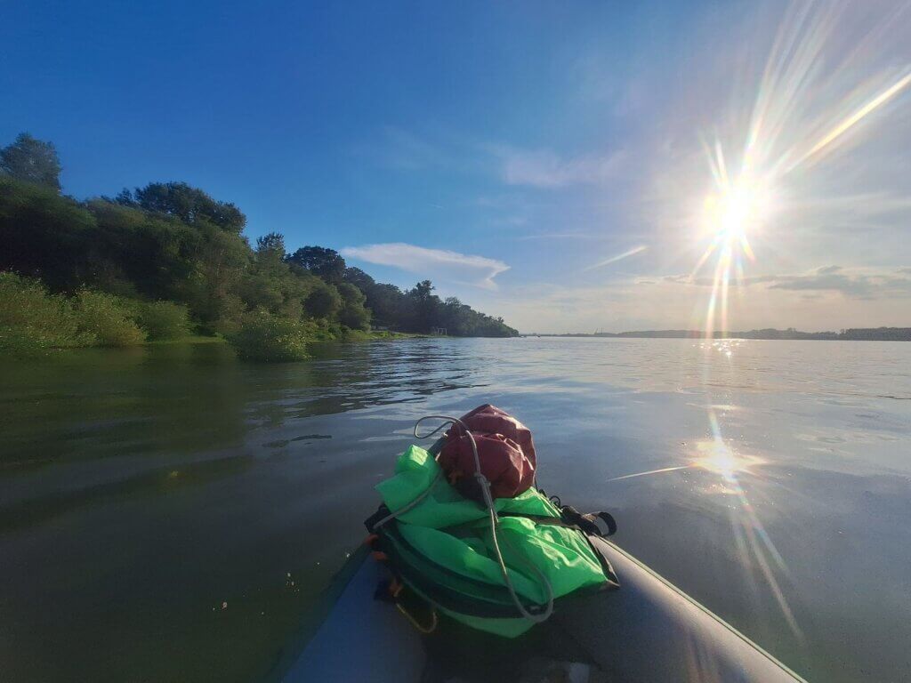 arriving by kayak in Calafat Romania sunset Danube River landing beach paddling city Bulgaria border area