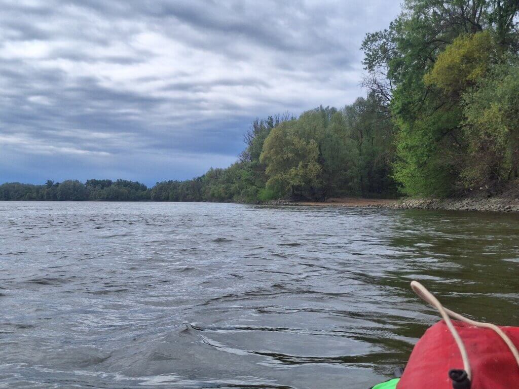 landing on an unnamed island in the Danube Croatia Serbia border