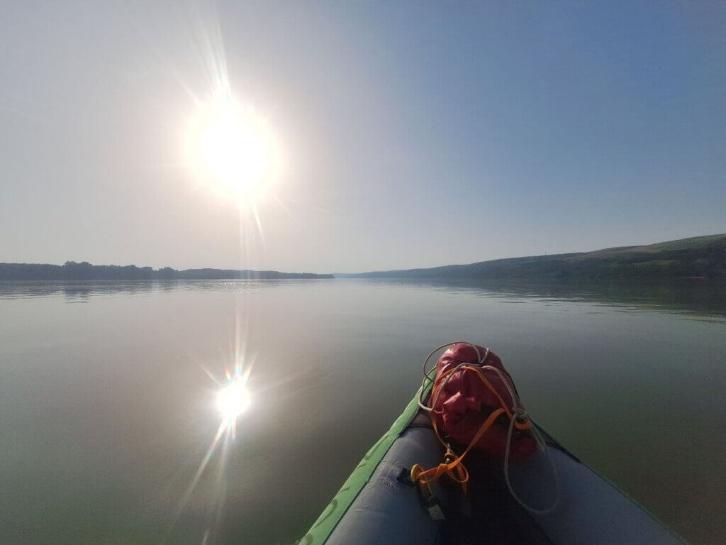 sunrise Bulgaria Danube River Romania border river near village of Ostrov