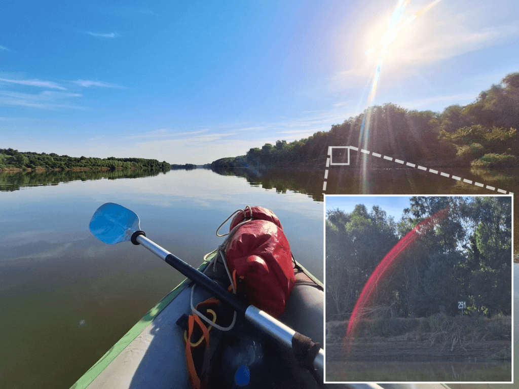 08 07 kayaking Danube river morning Cernavodă to Hârșova 291 kilometer sign to the Black Sea