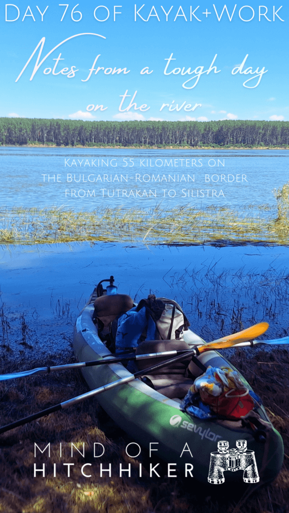 pin kayak trip day 76 Vetren Bulgaria Danube river lunch break kayaking hot heat wave sunny day summer Balkan