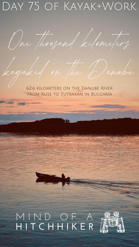 arrival sunset Tutrakan Bulgaria fisherman's boat kayaking Danube River