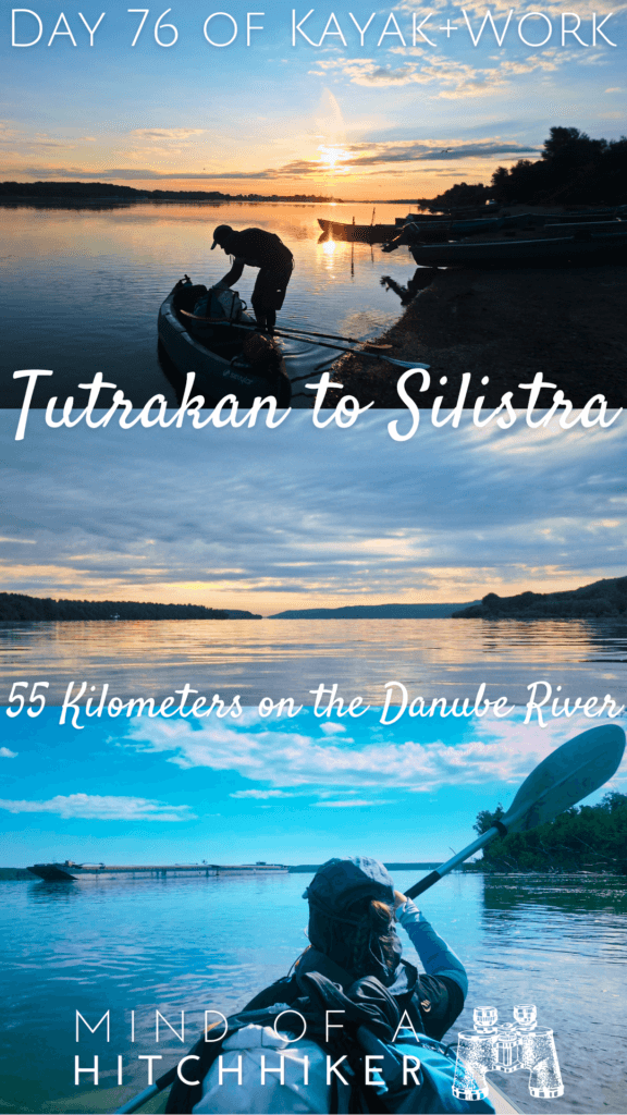 pin kayak trip day 76 Tutrakan to Silistra collage sunrise Danube River Bulgaria Romania