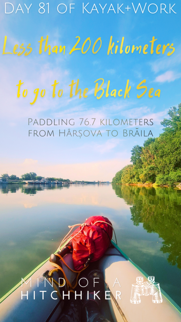 Danube kayaking near Braila Romania river islands branches military naval base travel to the Black Sea