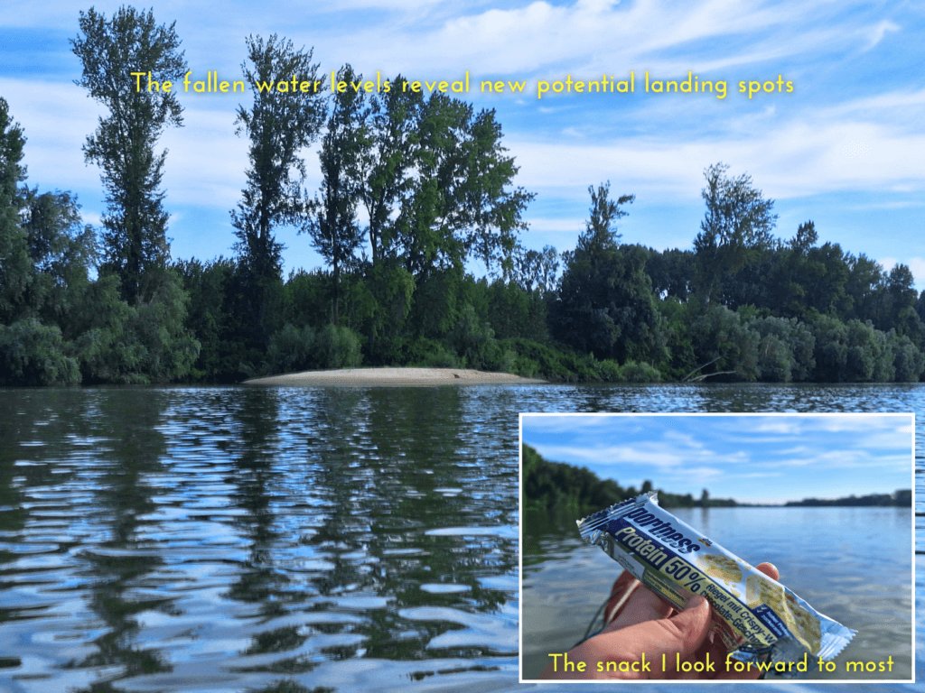 aleko taban branch Danube River Bulgaria fallen water levels beach landing spots sand muddy crispy white chocolate protein bar DM