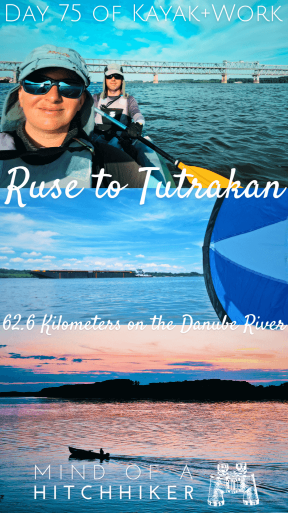 pin collage kayak trip day 75 Iris Veldwijk Jonas kayak sail sunset river Danube