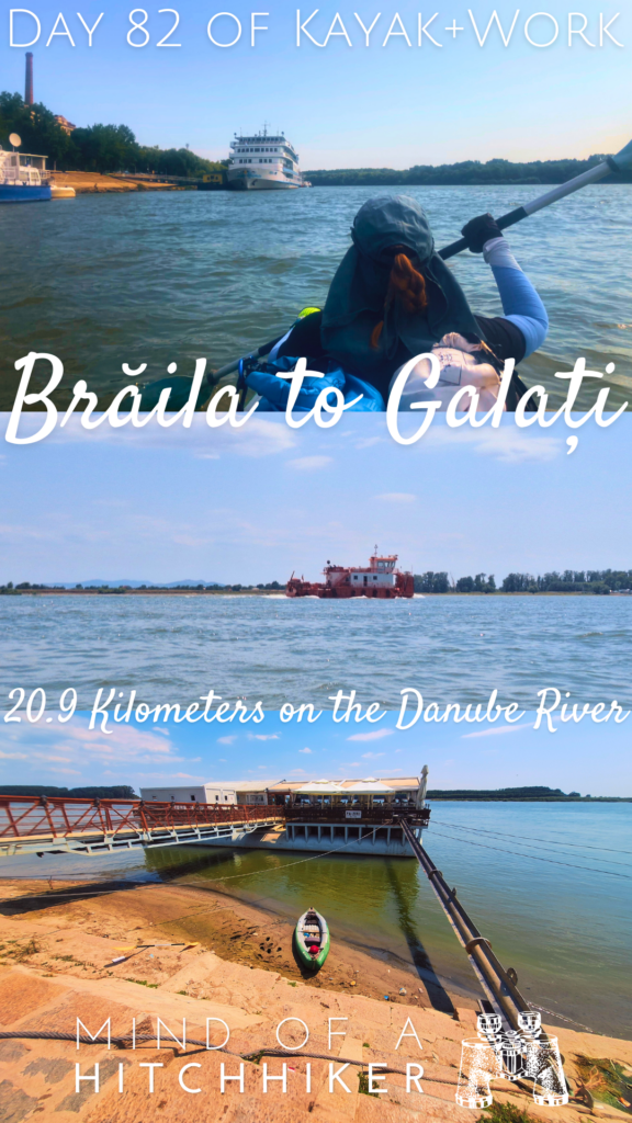 pin kayak trip day 82 Braila to Galati Romania last bridge across the Danube collage Mures ship Ceausescu dictator