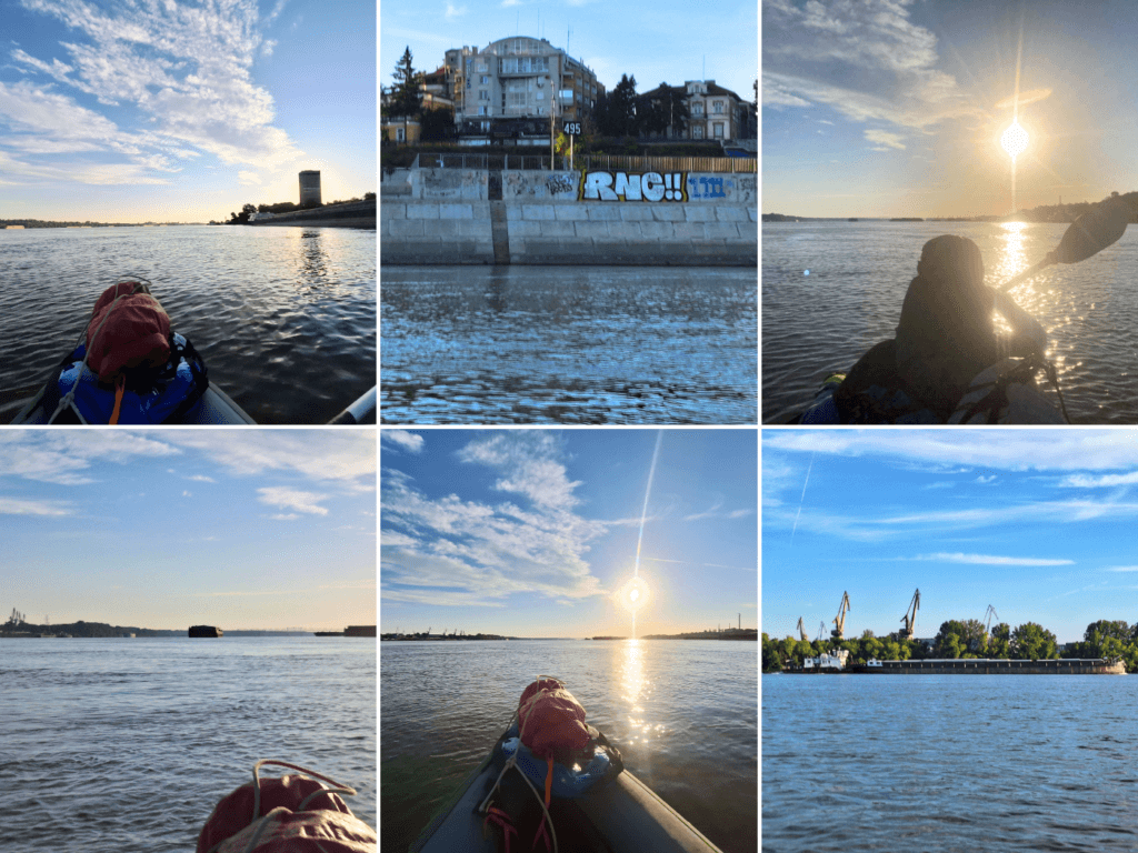 sunrise in Ruse Bulgaria kayaking Danube Bridge 1 Friendship bridge cranes Giurgiu Romania port inland shipping river