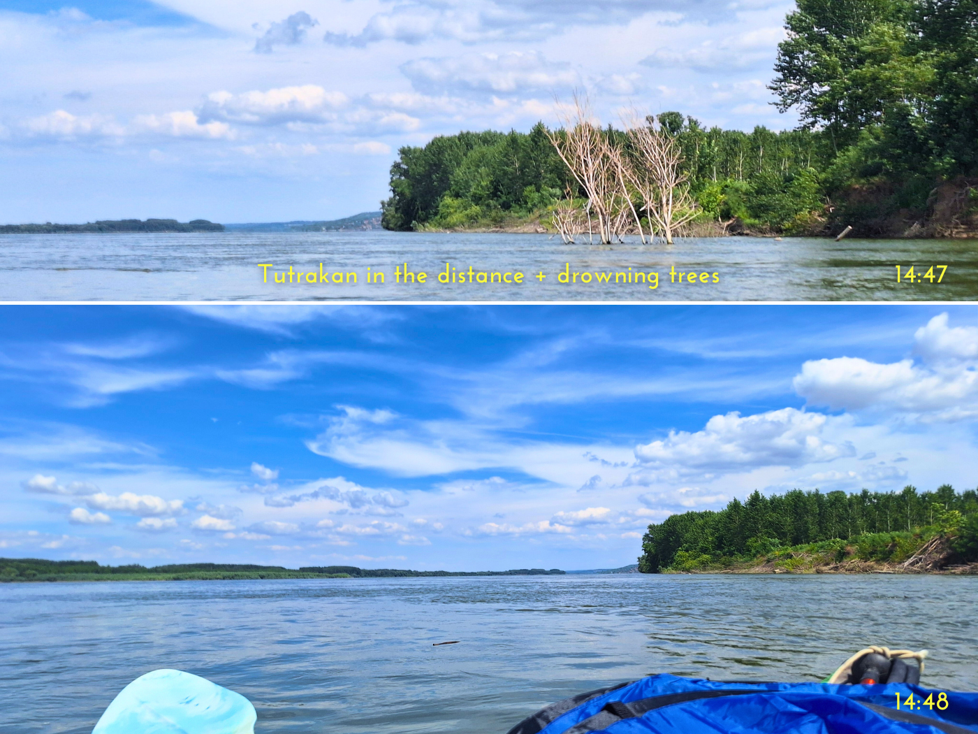 kayaking Danube River to Tutrakan after floods from Ruse summer 2024