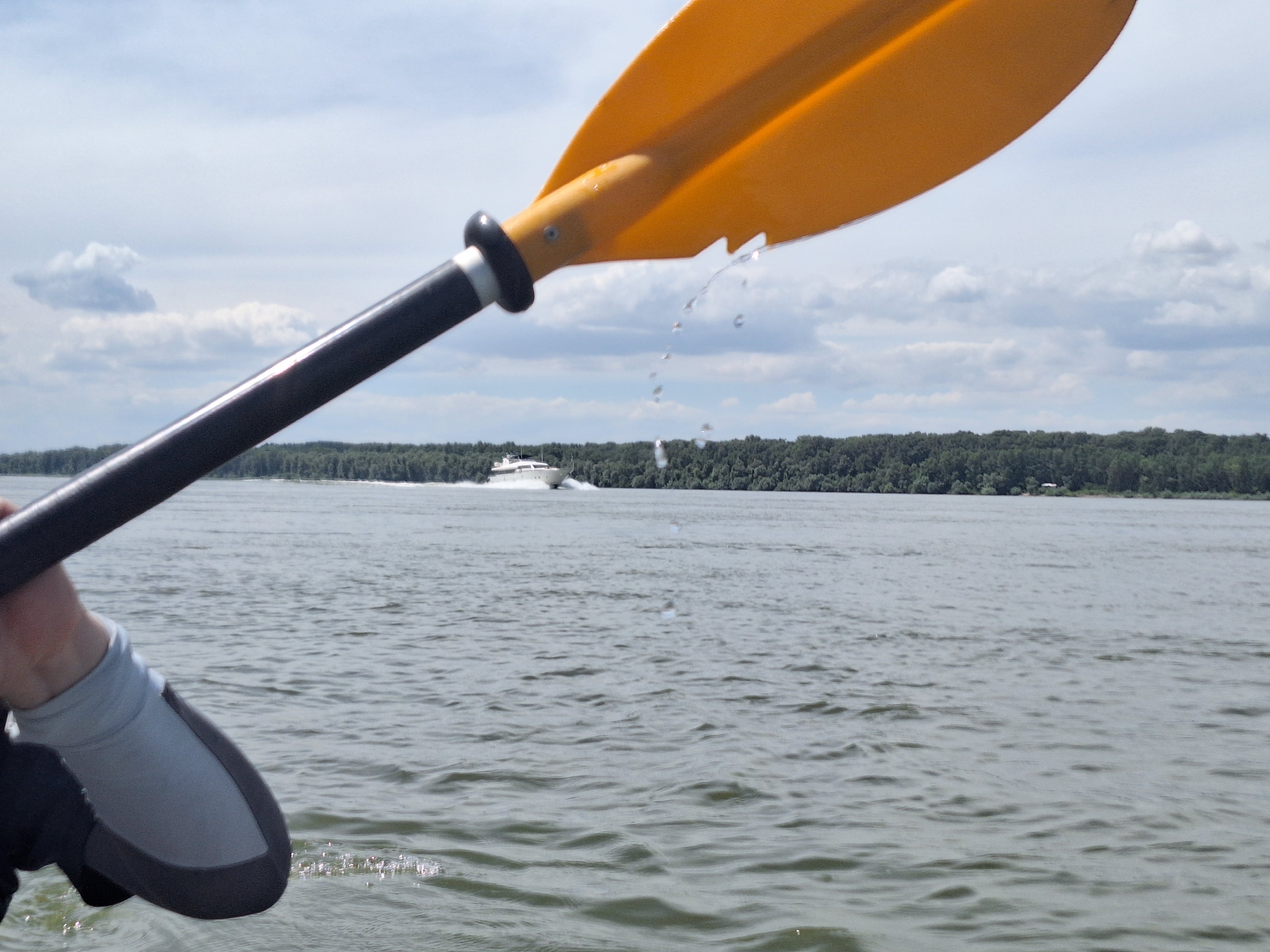 motor yacht asshole boat Danube River wake danger speed kayaking Danube River Tutrakan Oltenita Romania Bulgaria