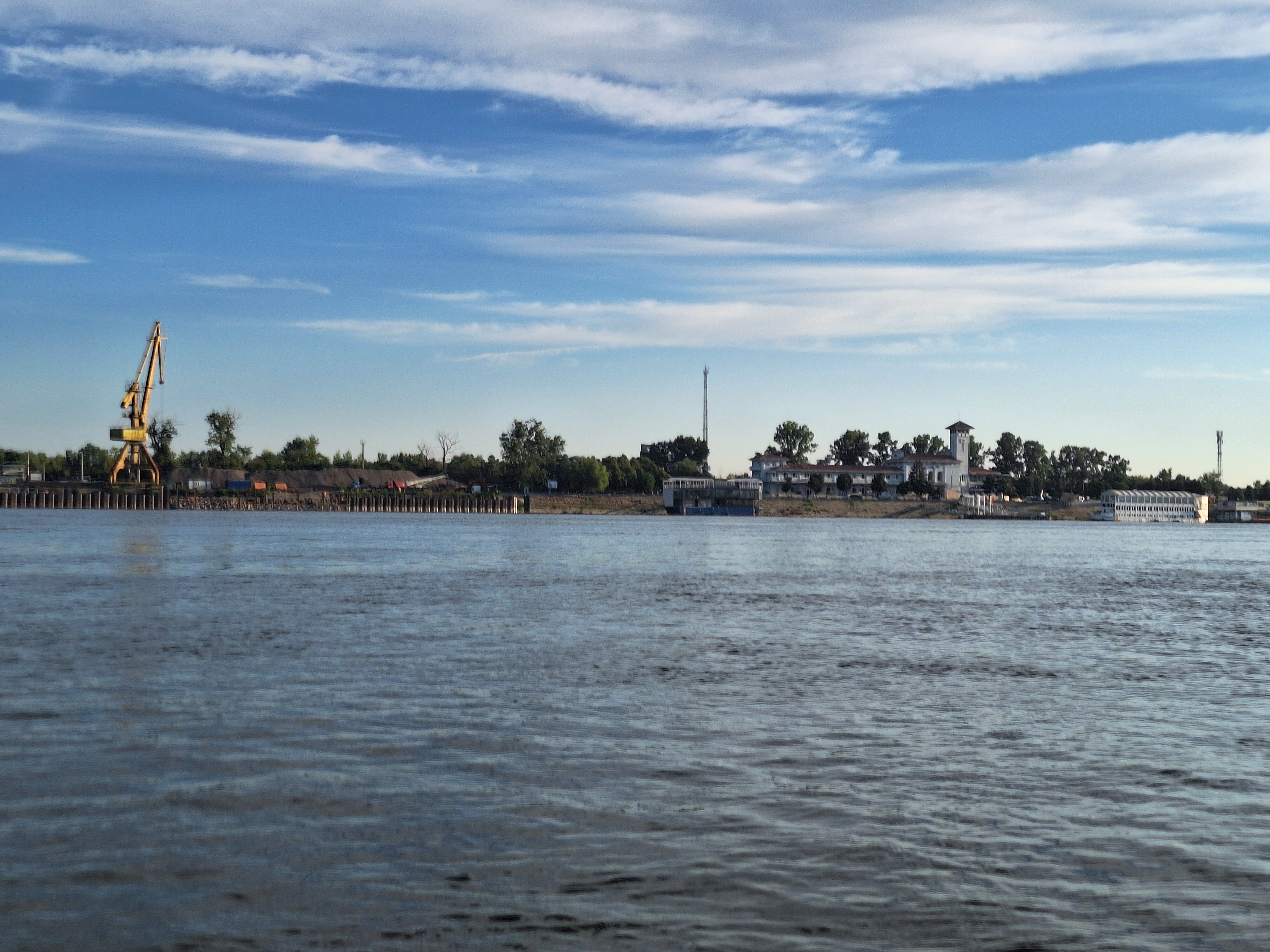 Danube river port of Giurgiu Romania cranes port authority administration bridge