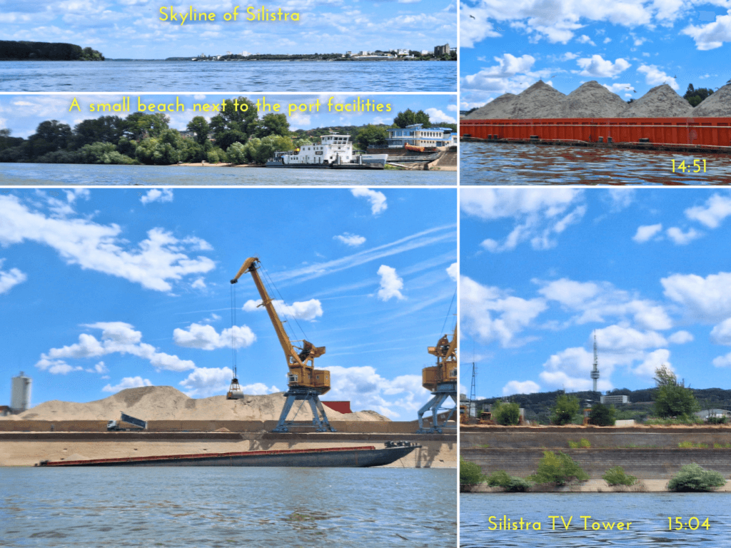 kayak trip day 76 Tutrakan to Silistra TV tower port Danube River Bulgaria skyline border area Romania kayaking