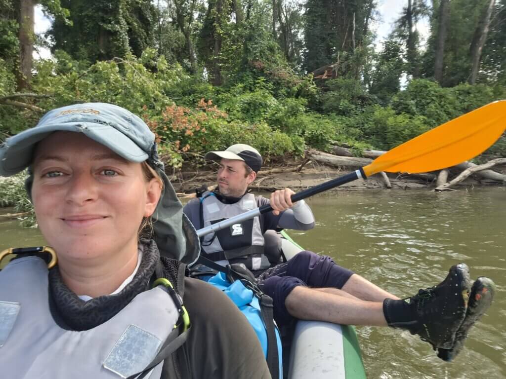 re entry kayak Zucchini Danube River trip Tutrakan Bulgaria