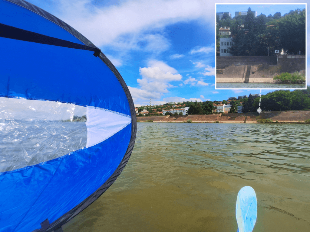 arrival Tutrakan kilometer sign 433 to the Black Sea river port Bulgaria Danube TV tower