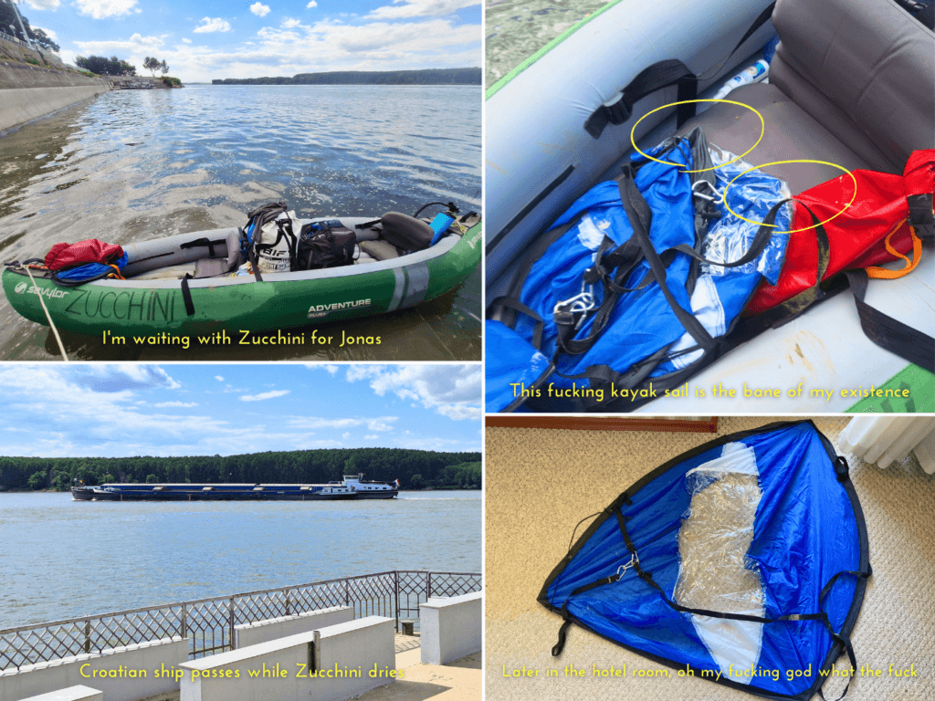 arrival Zucchini the inflatable kayak Danube trip Silistra Hotel Drustar Drastar five stars landing spot Romanian border area