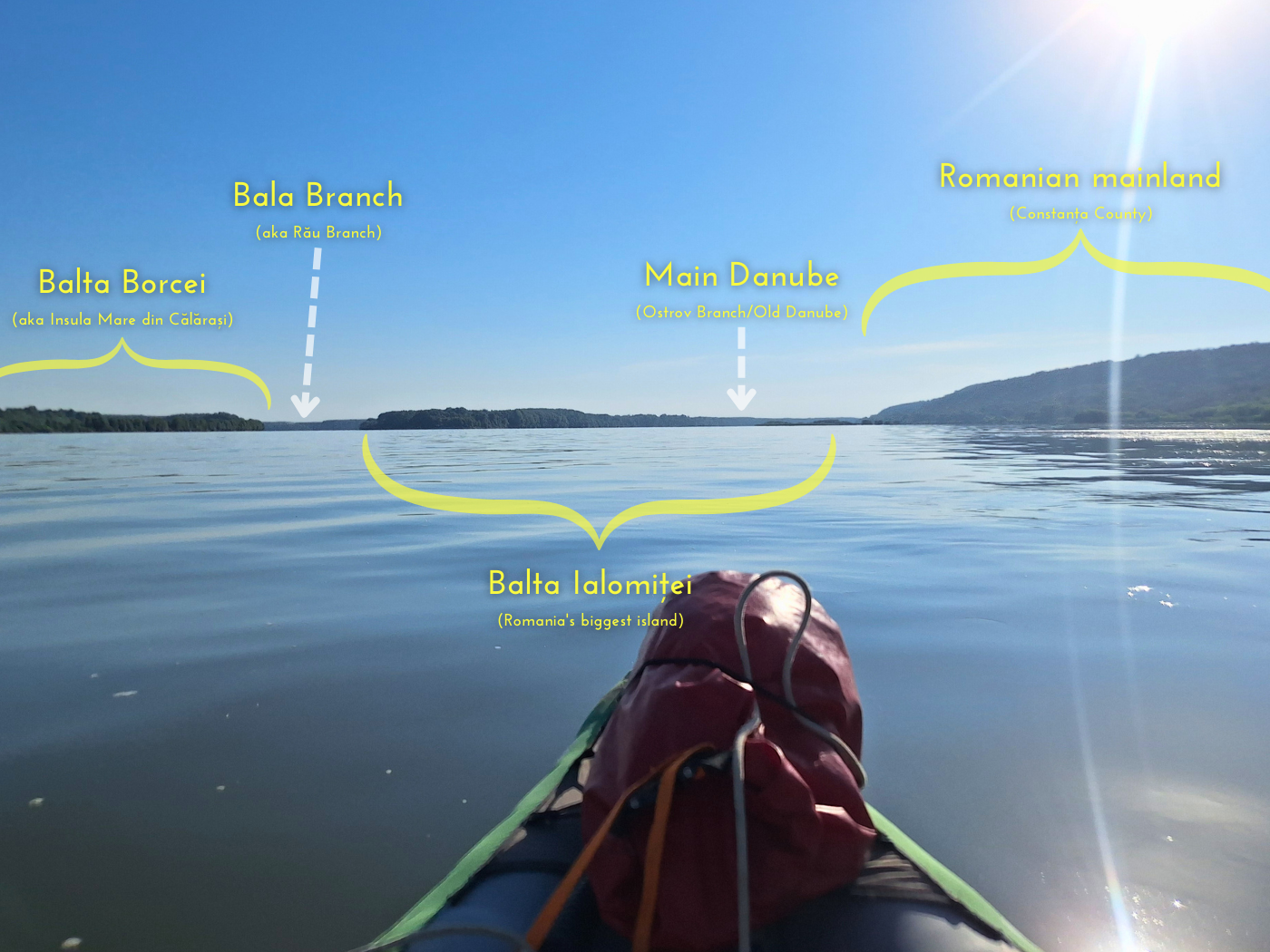 7 56 annotated Danube River Old Danube Dunarea Veche river branch shipping lane Bala Rau Branch Borcea Bratul Romania kayaking Balta Borcei Balta Ialomitei