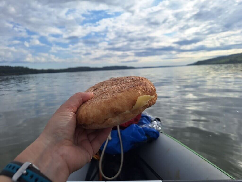 Iris sandwich 8 24 breakfast Danube river kayaking Tutrakan to Silistra Bulgaria Romania border river Balkan