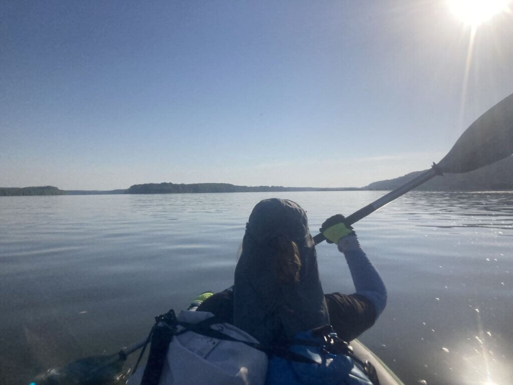Iris Veldwijk kayaking Bala Rau Branch Bratul Dunarea Veche Danube kayak sunrise branches shipping lane Balta Ialomitei Borcei