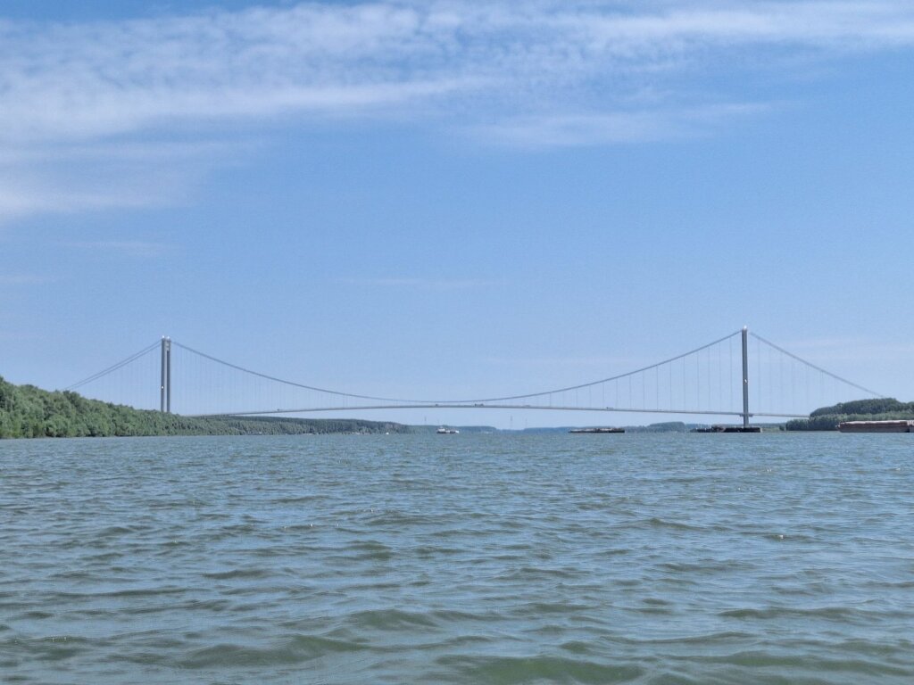 Braila Bridge across the Danube River Podul peste Dunare de la Braila opened in 2023 last bridge before the Danube Delta and the Black Sea