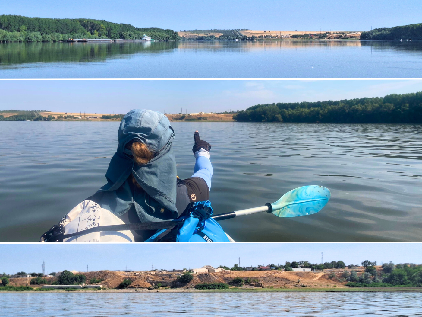 Iris Veldwijk kayaking Danube River fortress cetatea Dacian-Roman-Byzantine fortress of Capidava ruins cargo ships barges pushtow inland shipping