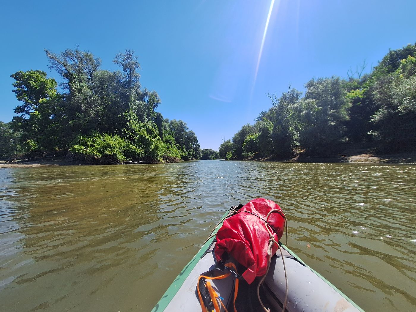 entering the Jianu Branch Bratul Ostrov Romania Danube River kayaking narrow shallow arm riparian zone Chiciu Calarasi