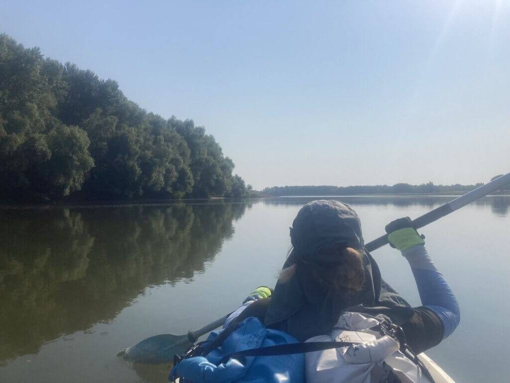 Iris Veldwijk Valciu Branch kayaking Danube River morning paddling Harsova to Braila long day more than 700 kilometers