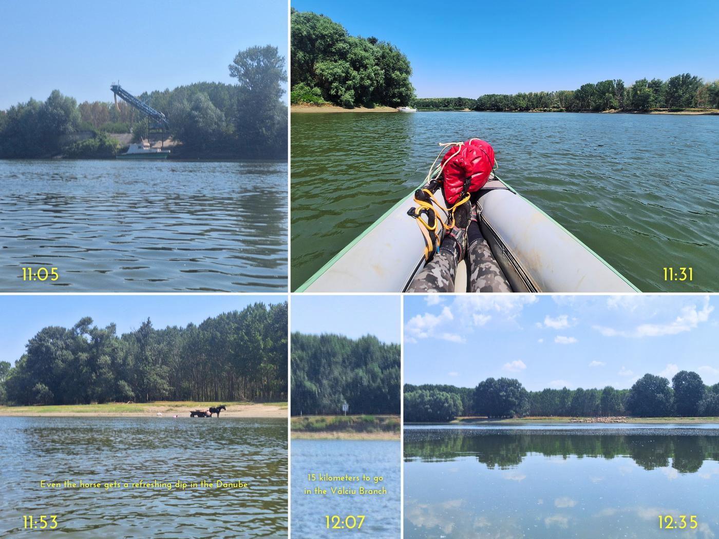 kayaking in the Valciu Branch Danube River Romania Braila County agriculture horse cart father daughter swimming port aggregate farming sheep 15 kilometer sign shipping Tacau