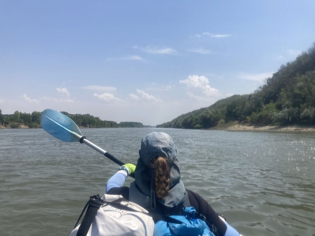12 08 Iris Veldwijk kayaking Danube River shortcut Ostrovul Uzunada Ostrovul Fermecatu Cetate Getica Cetatea Sacidava historical sites fortresses ruins sheep shepherd