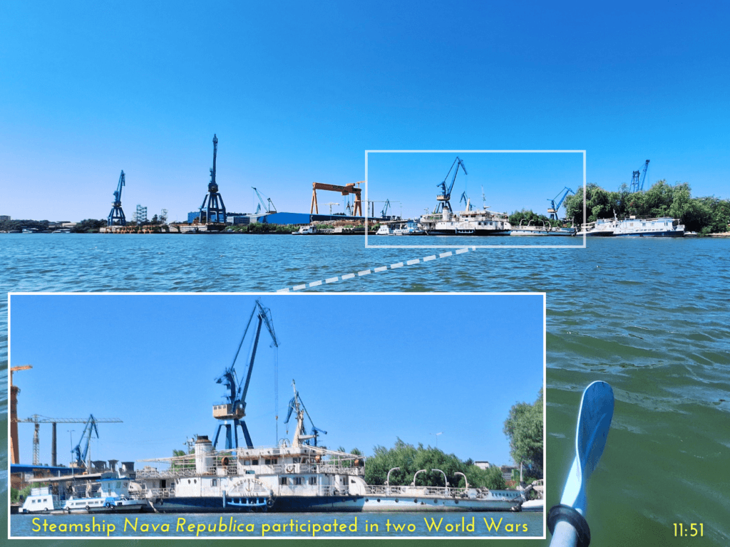 steamship Nava Republica world war steam boat war ship Danube River heritage Romania under renovation port of Tulcea