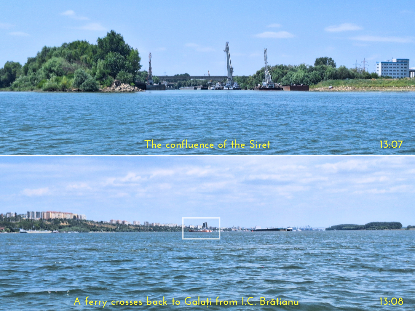 k-39 entering Galati Romania city on the Danube River confluence of the Siret river IC Bratianu village Tulcea county ferry