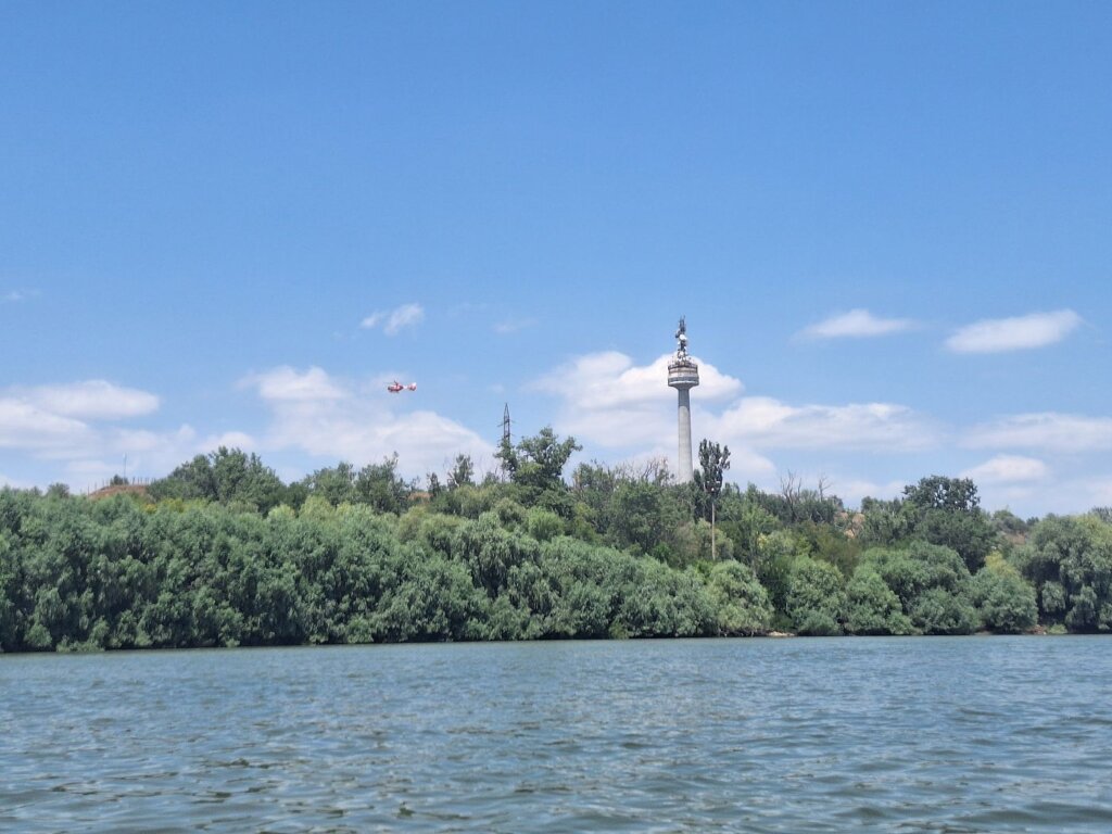 Galati TV tower Romania city helicopter Danube River kayaking trip