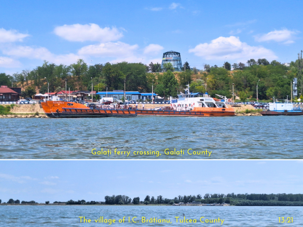 Galati to IC Bratianu ferry crossing Danube River Romania kayak trip