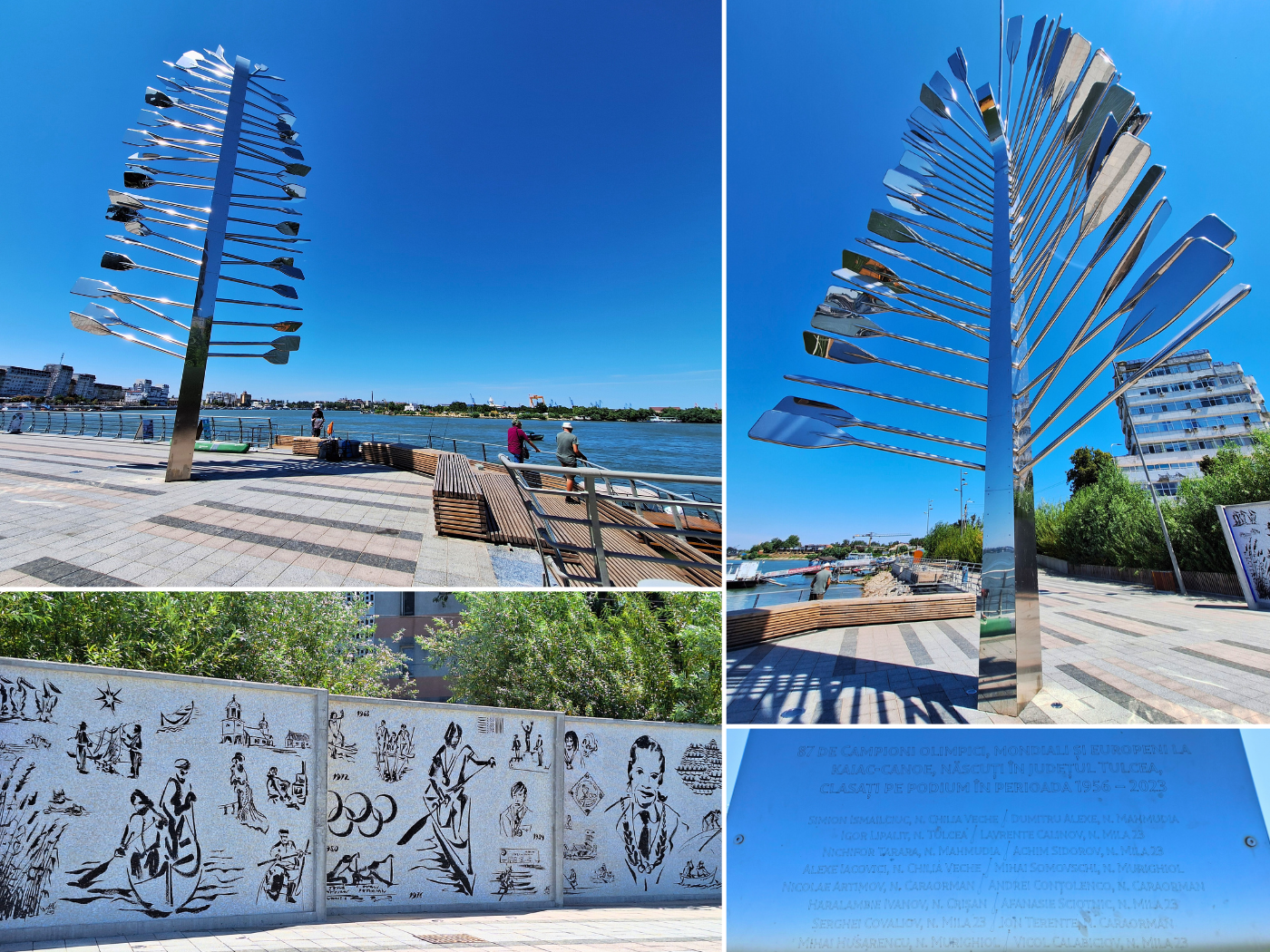 kayak canoe olympic medalist monument in Tulcea banks of the Danube River Delta