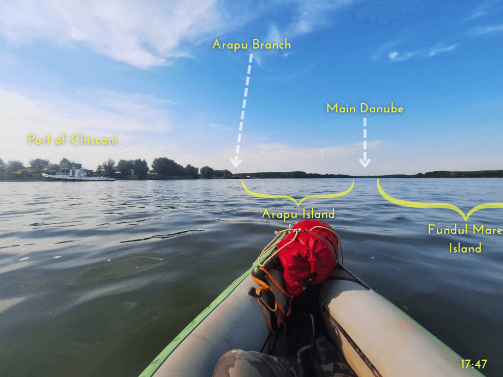 Danube River Arupul Branch New Danube Cremenea arm Insula Arapu island kayaking to Braila overview