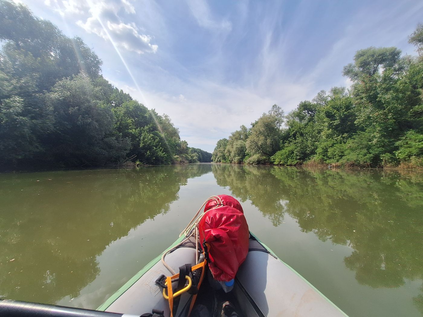 kayaking between Ostrovul Catinu Mare Ostrovul Puiu Zatoacei Romania Ghindaresti Harsova Balta Ialomitei Romania Danube River reflections beautiful nature narrow channel