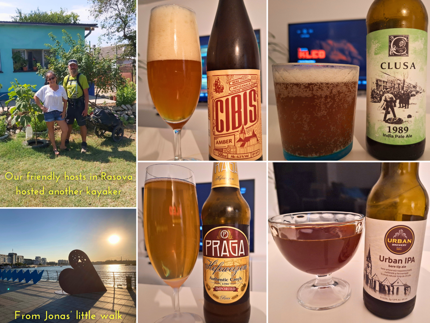 30 July off day kayak trip Tulcea craft beer message host Rasova sunset Danube River Romania travel