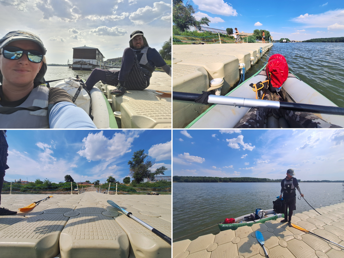 arrival kayak trip day 80 Cernavoda to Harsova Danube River kayaking floating pontoon dock hotel stay travel to the Black Sea