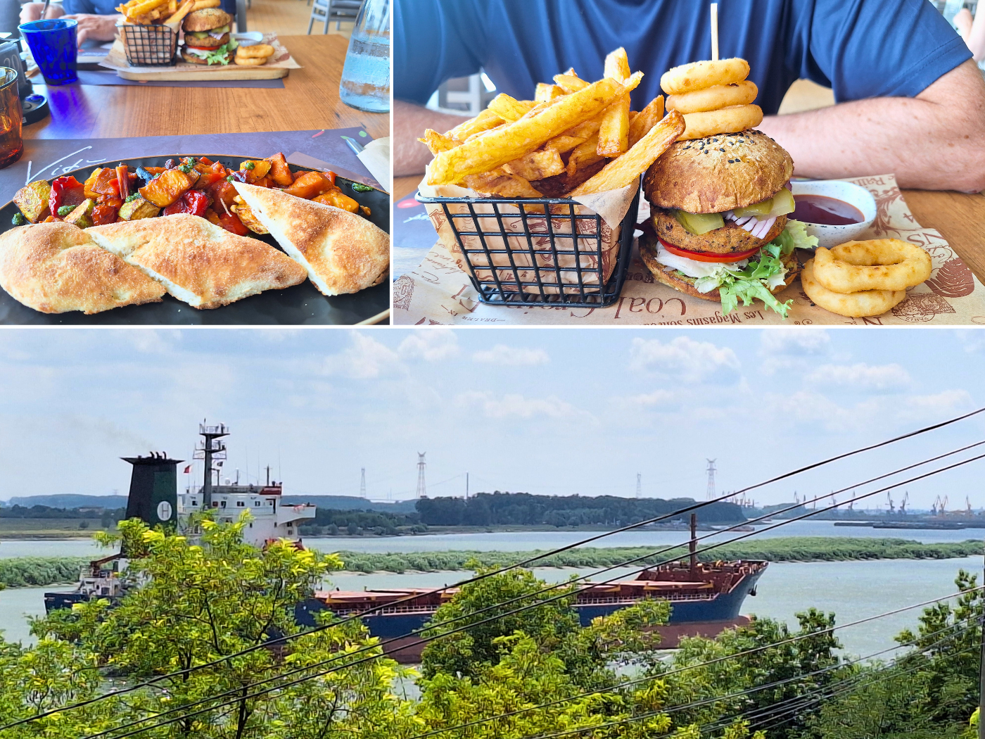 22 July off day restaurant lunch Galati Romania vegetarian food maritime sector of the Danube