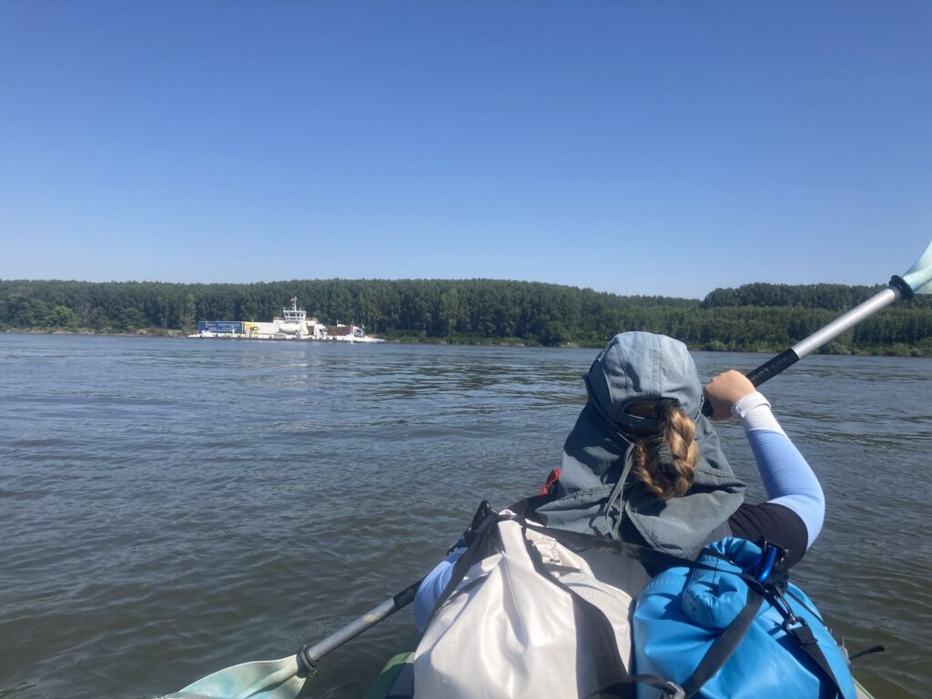 Iris Veldwijk crossing the Danube at Silistra Chiciu Calarasi Bulgaria Romania international ferry crossing shipping lane