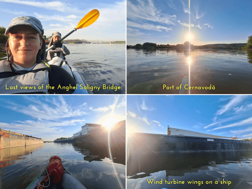 anchorage site Danube River port of call Cernavoda Romania Danube Black Sea canal split shortcut wind turbine wings shipping barges Anghel Saligny Bridge