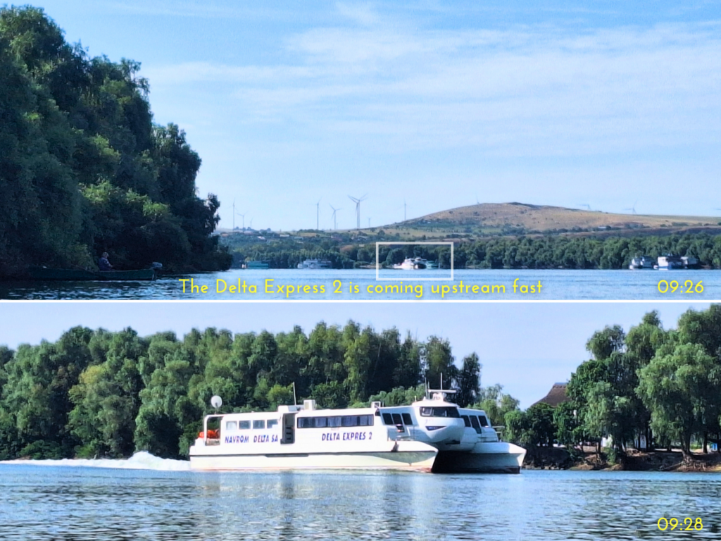 Danube Delta Express 2 Navrom ferry ship catamaran high speed Sfantu Gheorghe to Tulcea close to Nufaru village Romania
