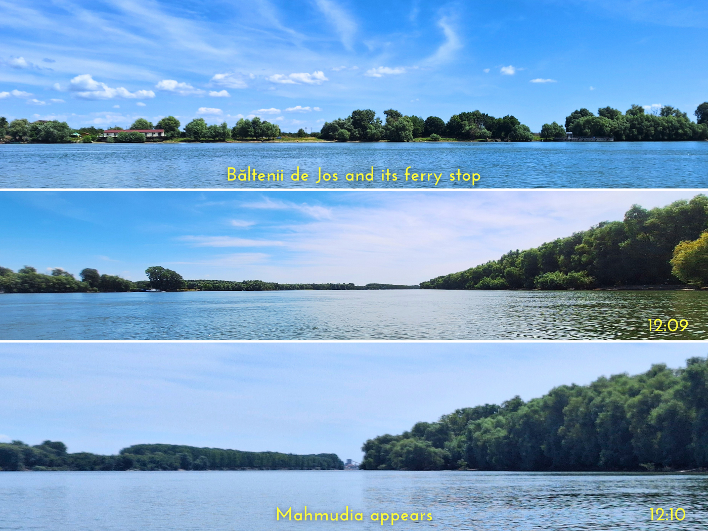 Baltenii de Jos Romania Danube River Sfantu Gheorghe branch Mahmudia ferry stop approach kayaking to Murighiol